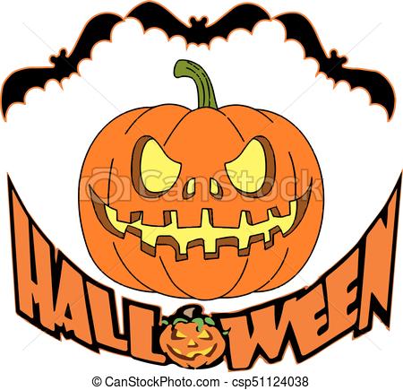 450x435 Holiday Halloween, (Orange Pumpkin And Bats), Silhouette