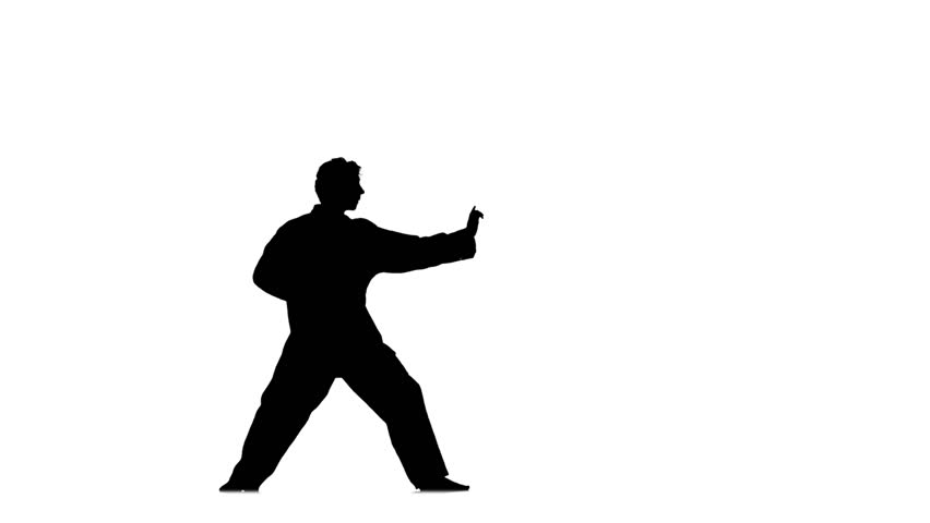 852x480 Young Fit Man Jumping, High Kick And Fist Punch, Isolated On White