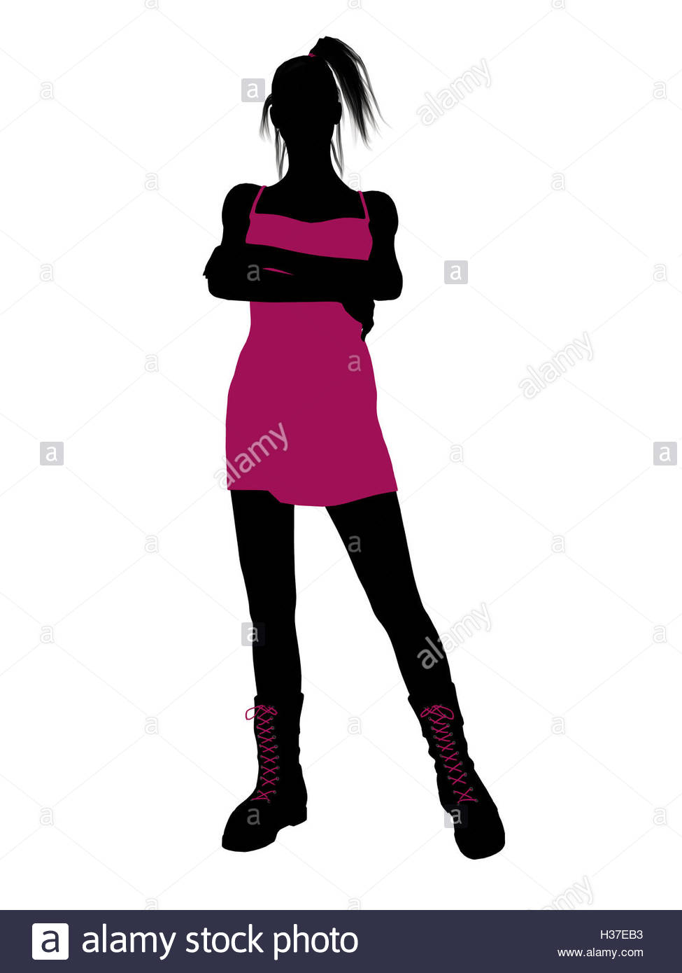 975x1390 Punk Girl Illustration Silhouette Stock Photo, Royalty Free Image