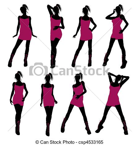 450x470 Punk Girl Illustration Silhouette. A Girl Silhouette Stock