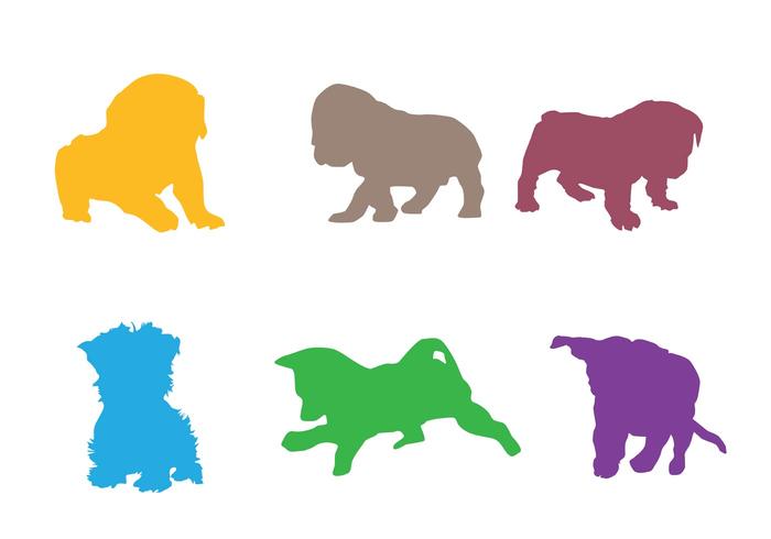 700x490 Colorful Puppy Vector Silhouettes