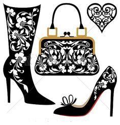 236x246 Purse And Shoe Seperate Decals 22 X 23 Vinyl Wall Decal