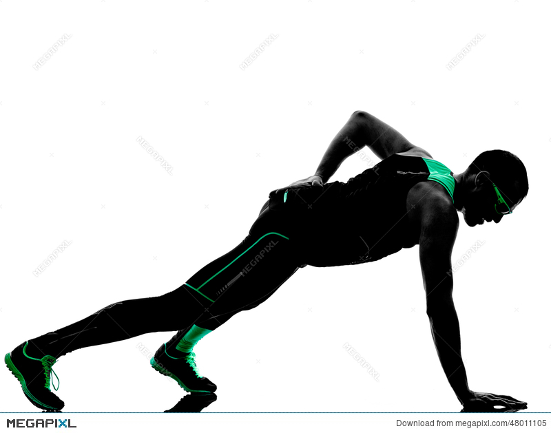 800x629 Man Push Ups Exercises Fitness Silhouette Stock Photo 48011105