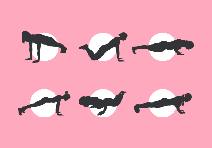 700x490 Woman Silhouettes Doing Pushup Free Vector Pack