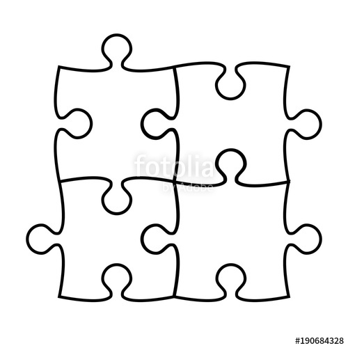 500x500 Puzzle Icon Silhouette On White, Stock Vector Illustration Stock