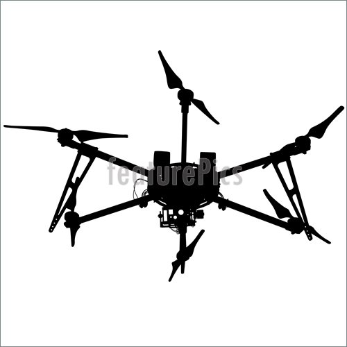 500x500 Illustration Of Black Silhouette Drone Quadcopter