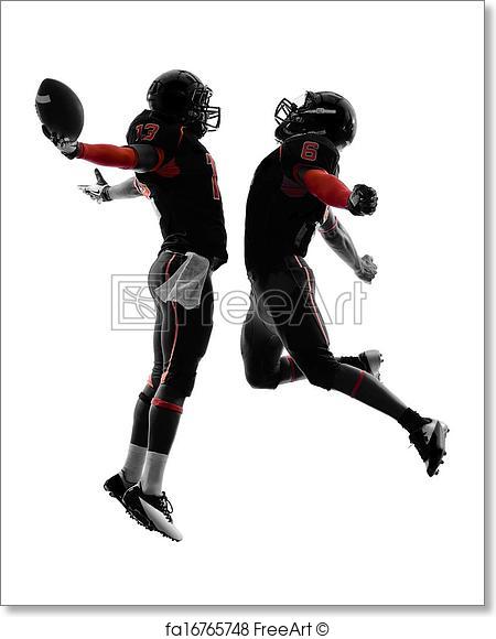 450x580 Free Art Print Of Two American Football Players Touchdown