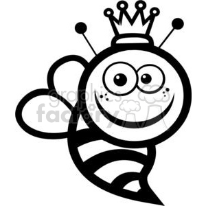 300x300 Royalty Free Black And White Queen Bee 379850 Vector Clip Art