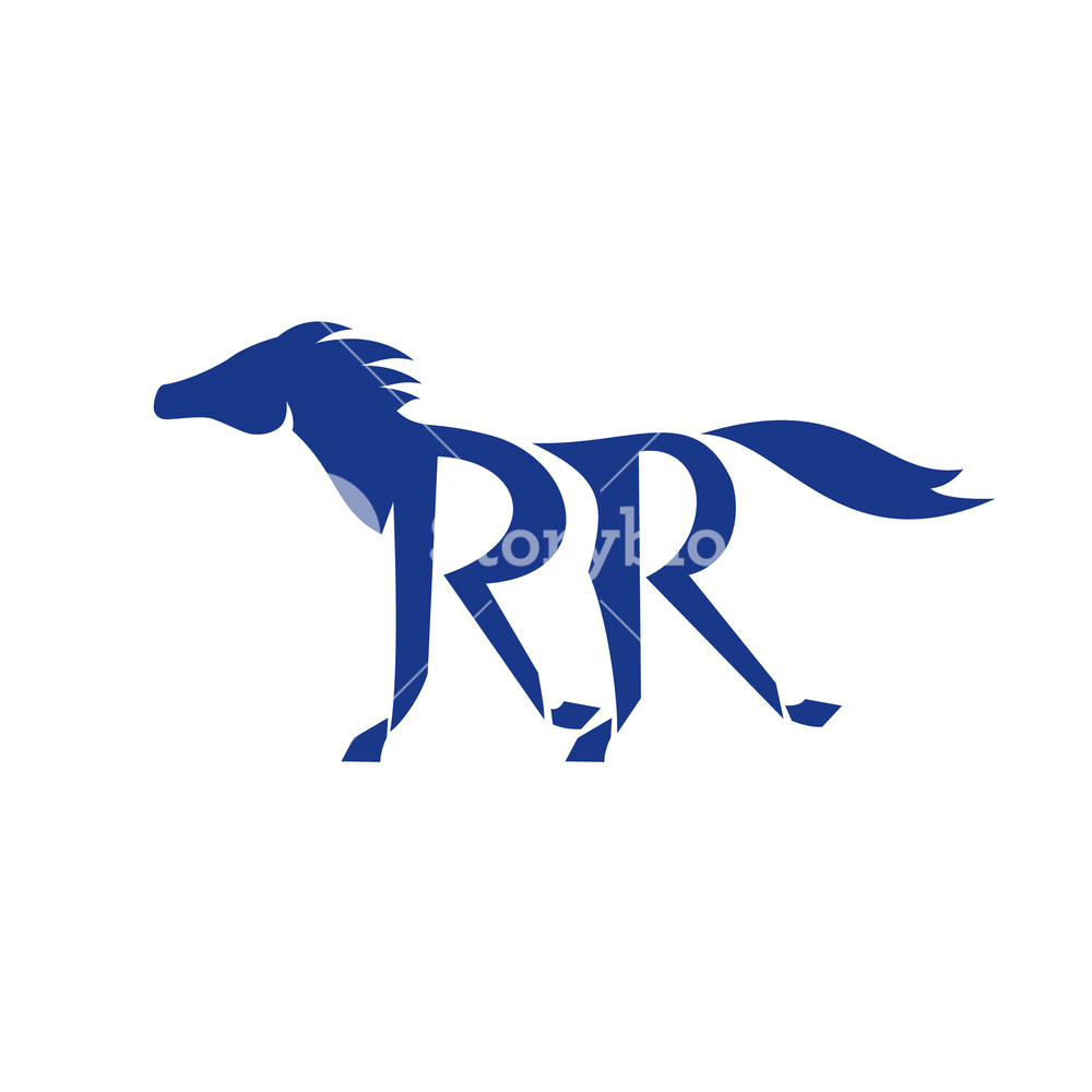 1000x1000 Illustration Of A Dark Blue Horse Silhouette Running With Double R