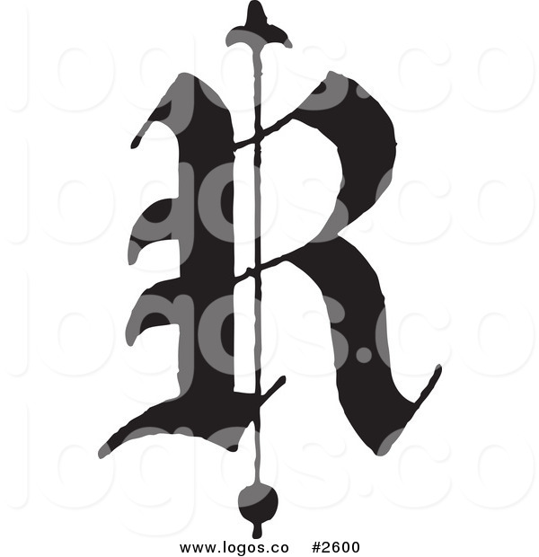 600x620 Royalty Free Old English Abc Letter R Logo By Bestvector