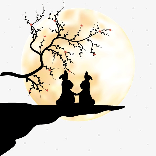 595x595 Cartoon Rabbit Silhouette Vector Background, Trees, Withered