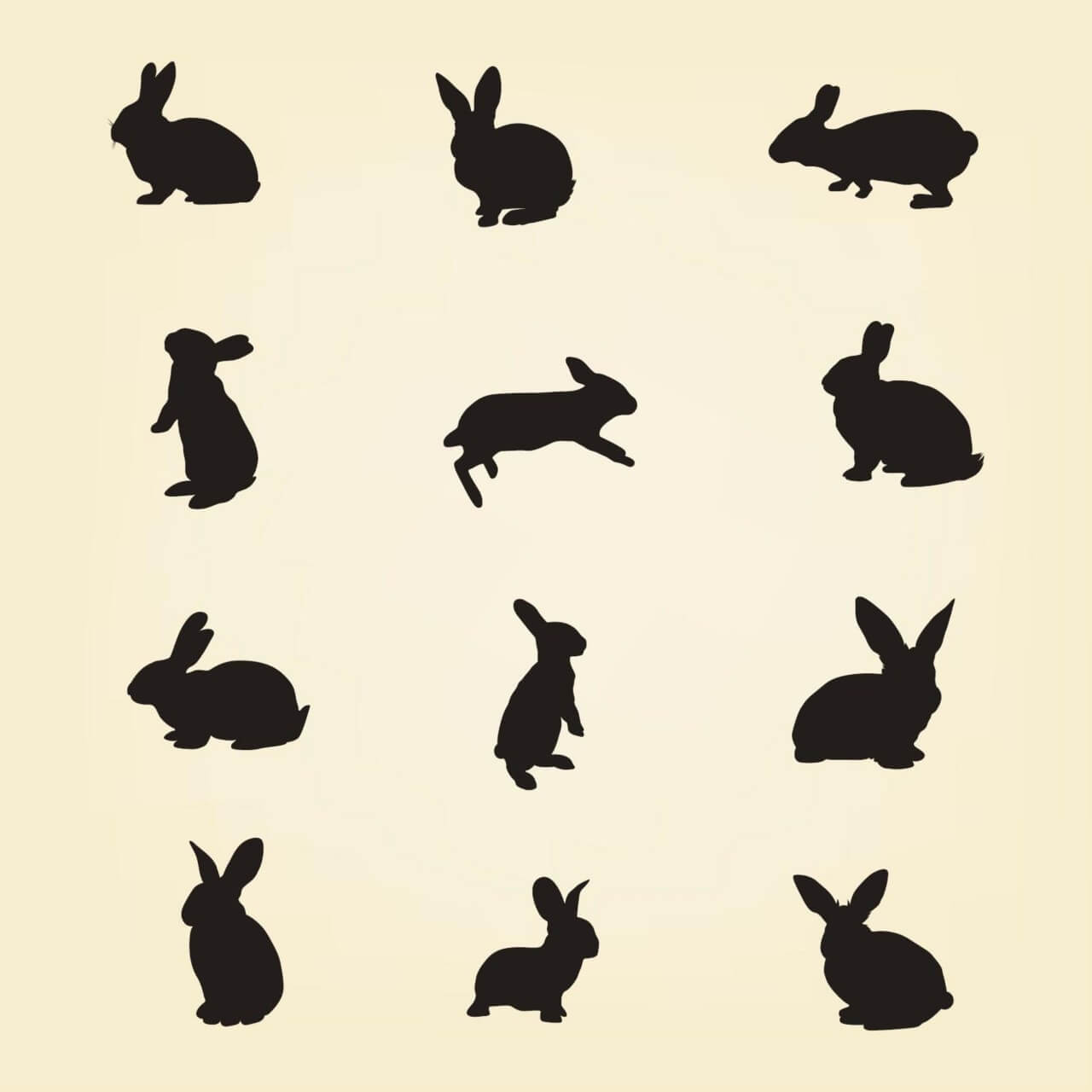 1280x1280 Free Vector Rabbit Vector Silhouette Pack