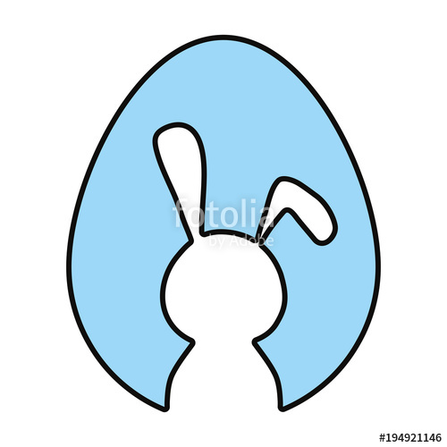 500x500 Blue Silhouette Easter Bunny Over White Background Vector