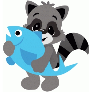 300x300 Raccoon Holding Huge Fish Silhouette Design, Silhouette And Clip Art