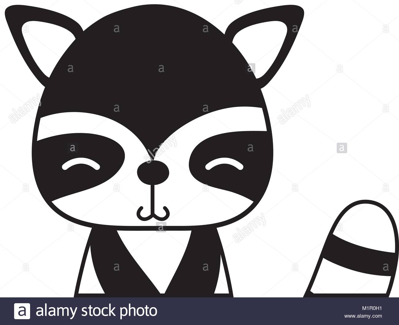1300x1059 Silhouette Adorable And Shy Raccoon Wild Animal Stock Vector Art