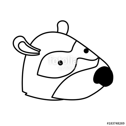 500x500 Raccoon Cartoon Head In Monochrome Silhouette Vector Illustration