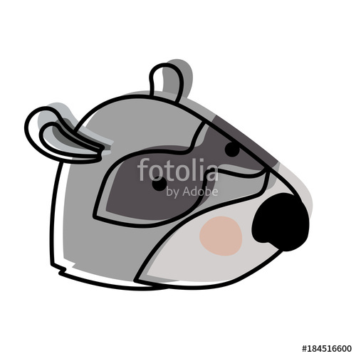 500x500 Raccoon Cartoon Head In Watercolor Silhouette Vector Illustration