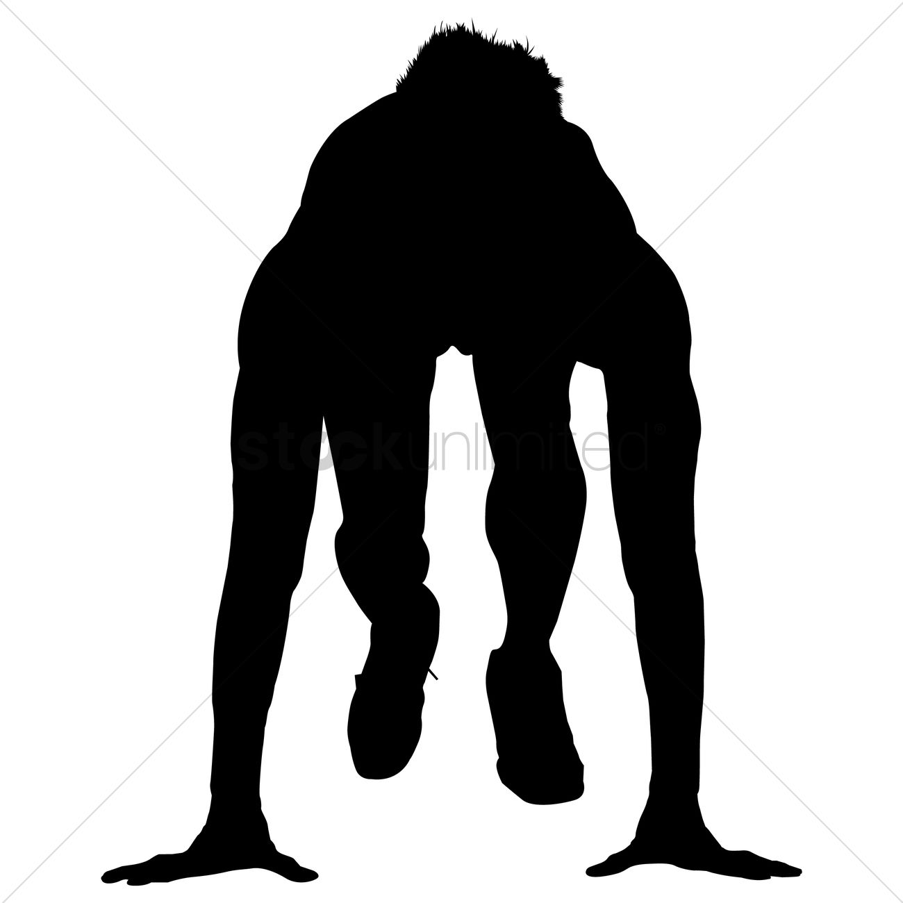 1300x1300 Silhouette Of A Man Getting Ready Start A Race Vector Image