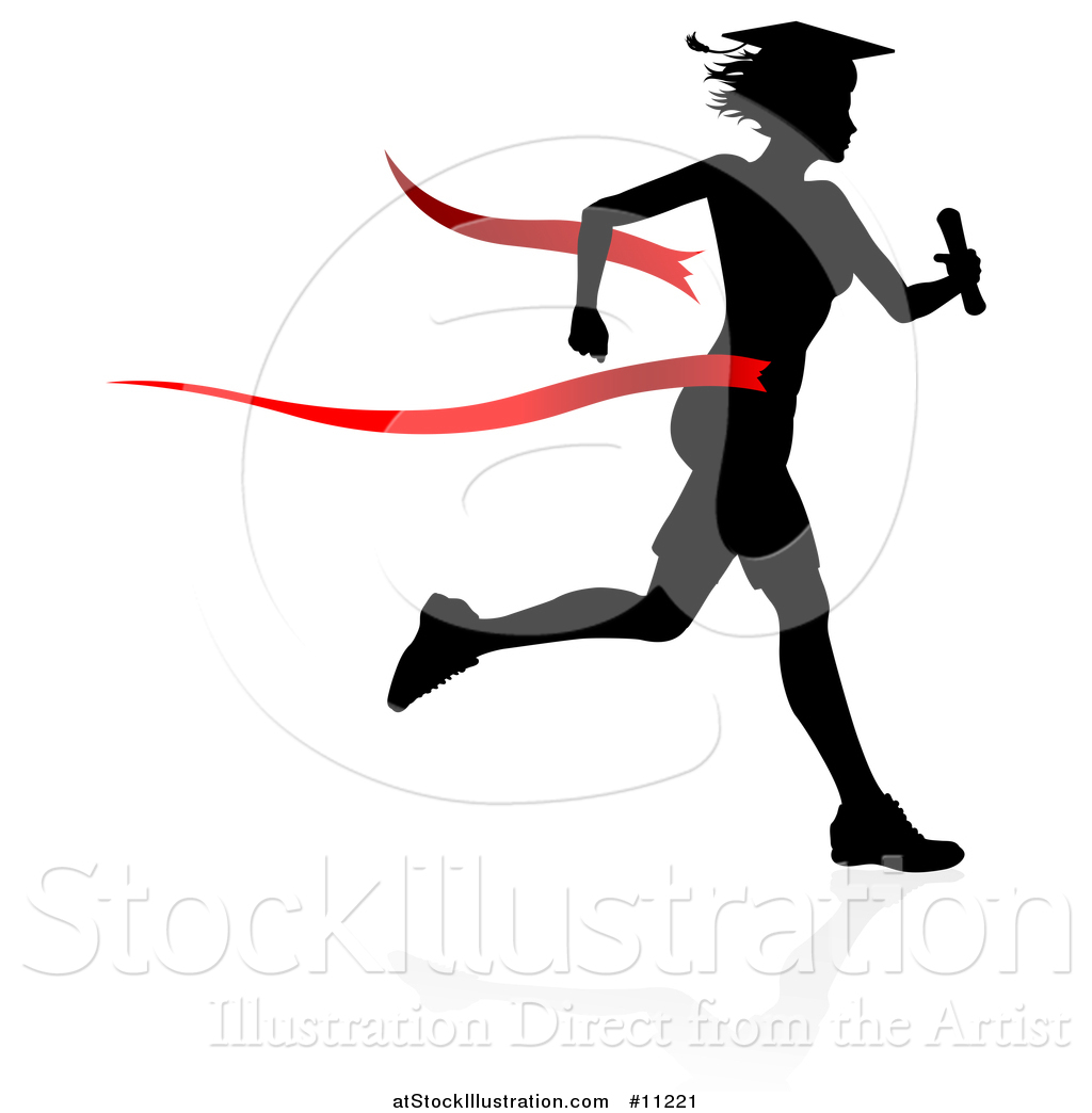 1024x1044 Vector Illustration Of A Black Silhouetted Female Graduate Running