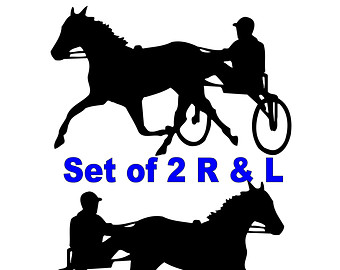 340x270 Sulky Horse Racing Vinyl Decals Set Of 2 17 X 10.5 Horse