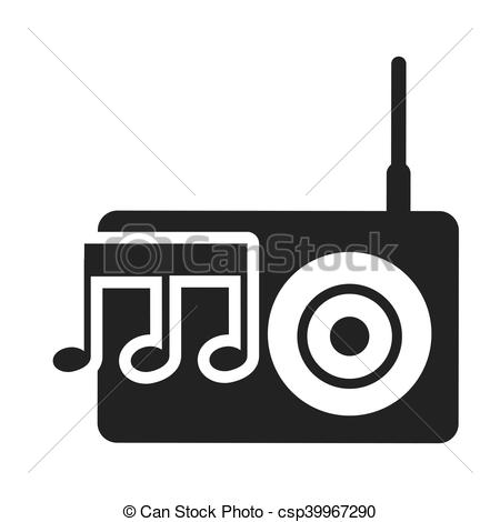 450x470 Radio Retro Silhouette Isolated Icon Vector Illustration Eps