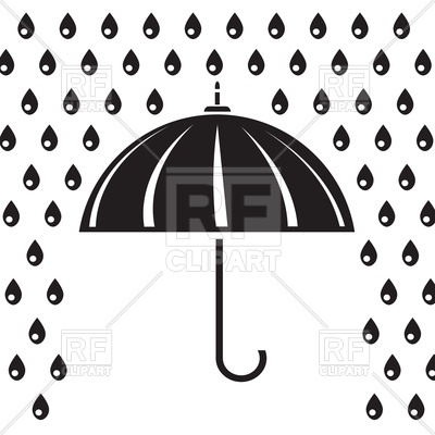 400x400 Silhouette Of Umbrella In The Rain Royalty Free Vector Clip Art