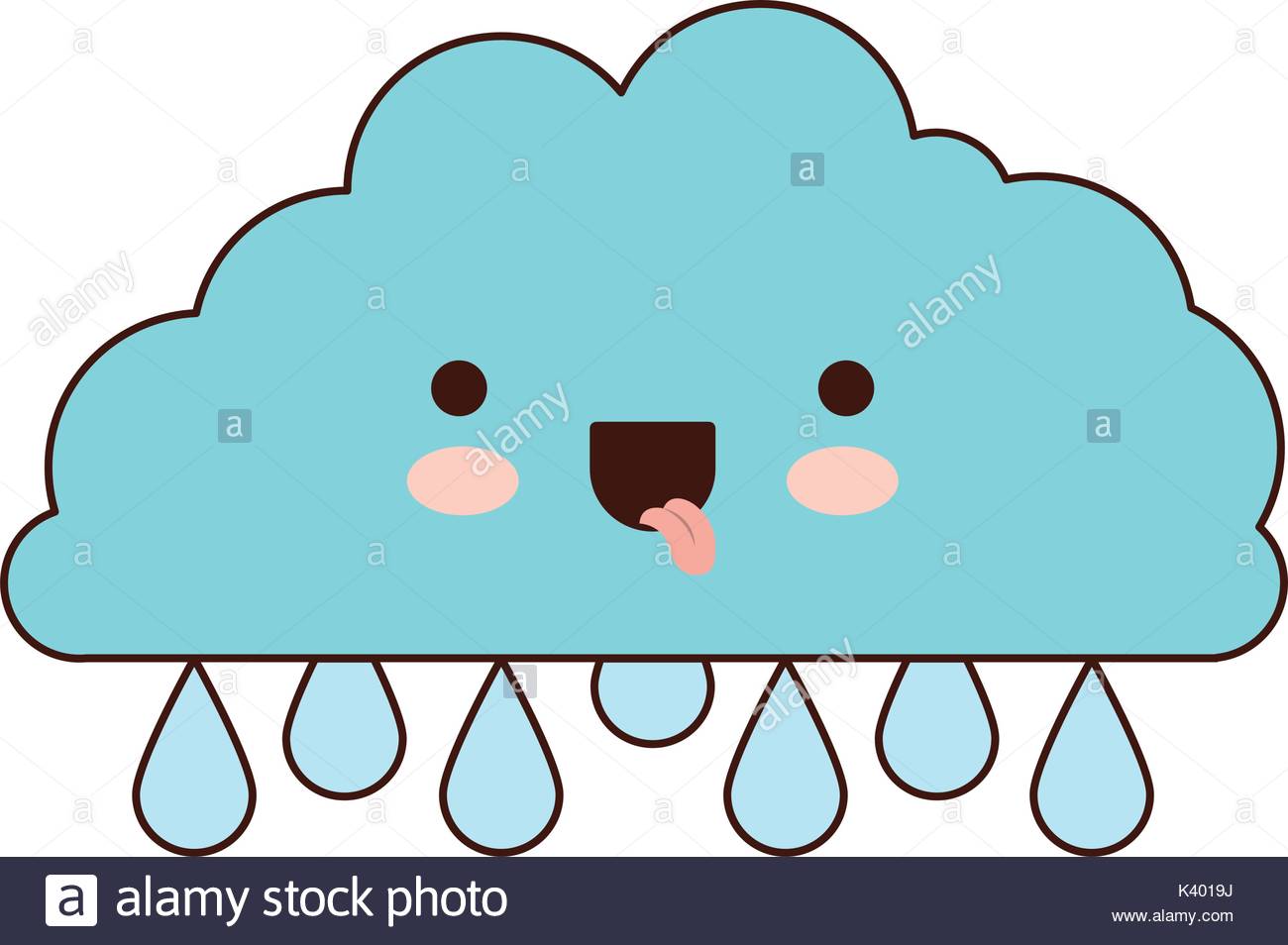 1300x954 Cloud With Raindrops Colorful Kawaii Silhouette Stock Vector Art