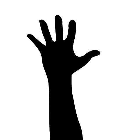 420x480 Raised Hand In Silhouette Clipart