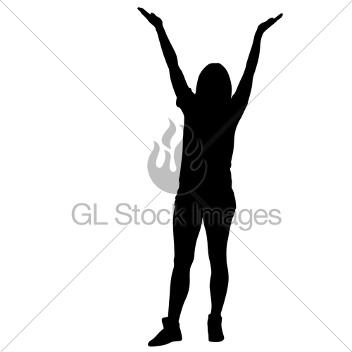 500x500 Silhouette Of People Dancing With A Raised Hand On White Gl