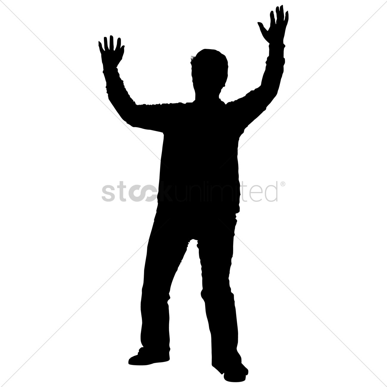 1300x1300 Silhouette Of A Man With Hands Raised Vector Image