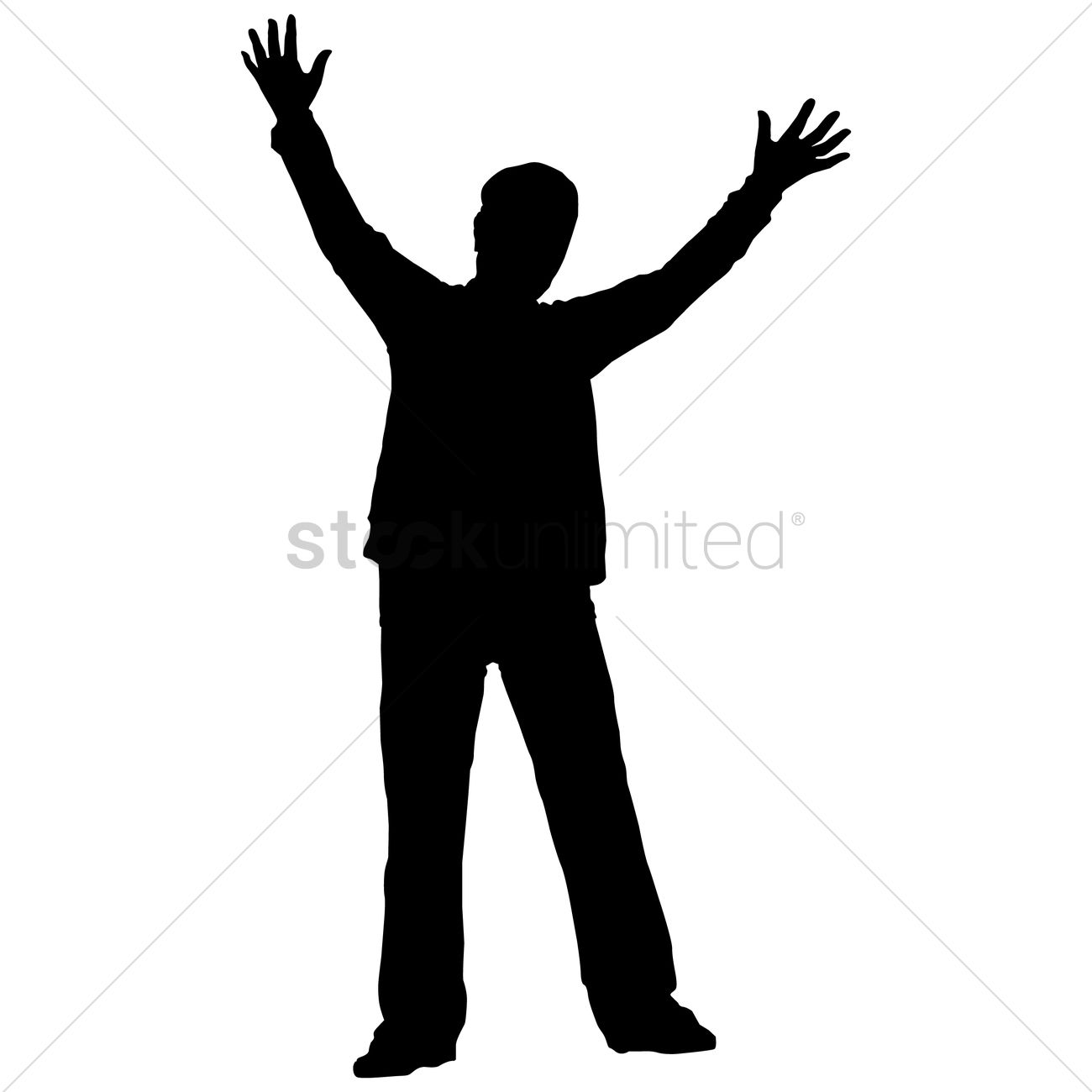 1300x1300 Silhouette Of A Man With Hands Raised Vector Image