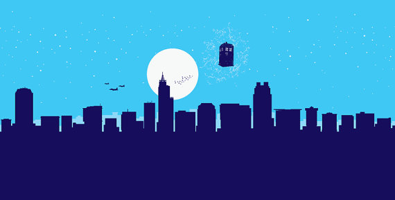 570x289 Raleigh Skyline Print Tardis Dr Who Inspired Print Raleigh