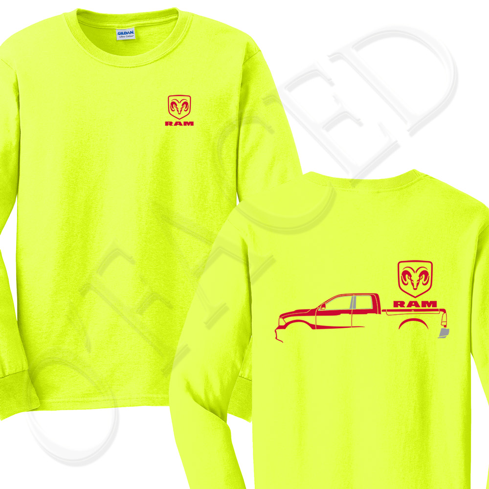 1000x1000 Ram Outline With Logo Men's Long Sleeve T Shirt Red Truck