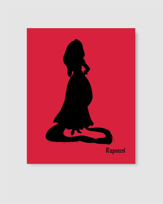 570x713 Princess Rapunzel Silhouette Pattern Wall Print 8x10 By Bringcolor