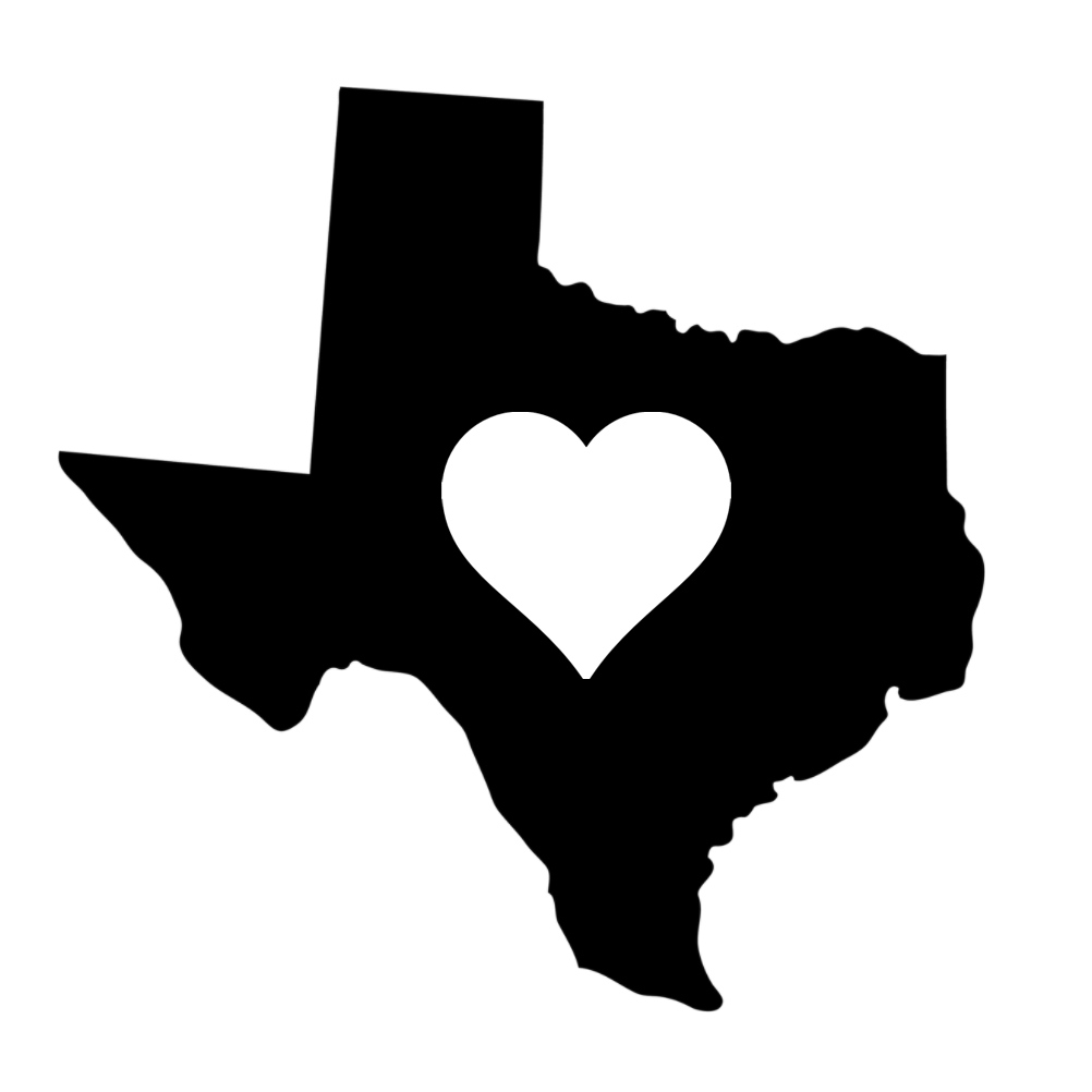 1002x1002 Texas Heart State Silhouette Vinyl Sticker Car Decal