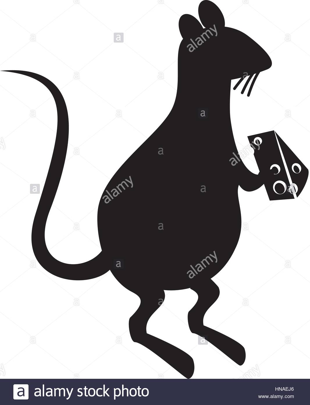 1066x1390 Rat Eating Cheese Silhouette Vector Illustration Design Stock