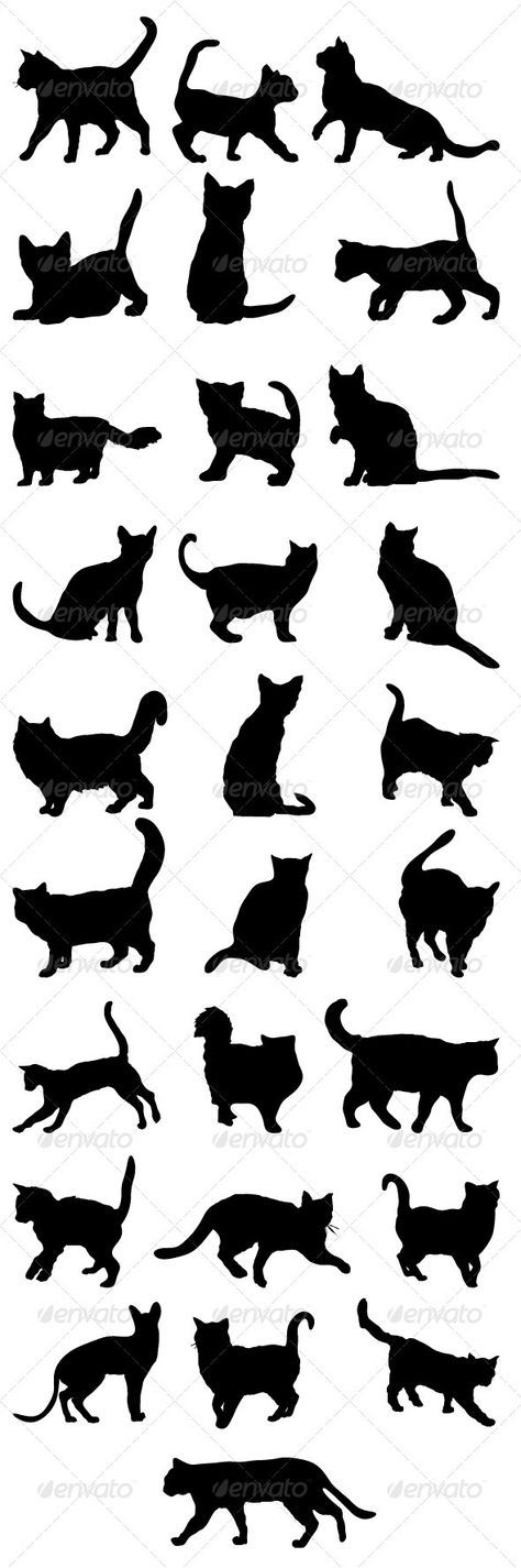 474x1425 Cats Silhouettes Big Pack 2 Cat Silhouette, Silhouettes
