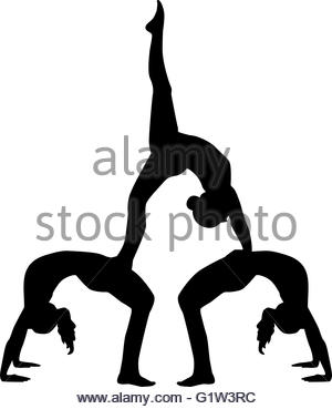 300x369 Acrobatics Silhouette Of Three People Stock Photo 104837611