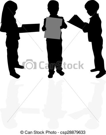 370x470 Silhouette Of A Child Reading A Book At. Vectors