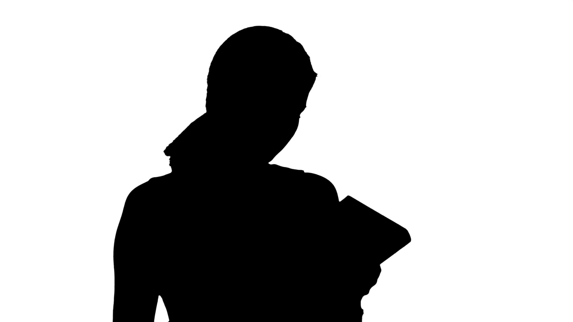 1920x1080 Silhouette Of Young Beautiful Girl Reading A Book Stock Video