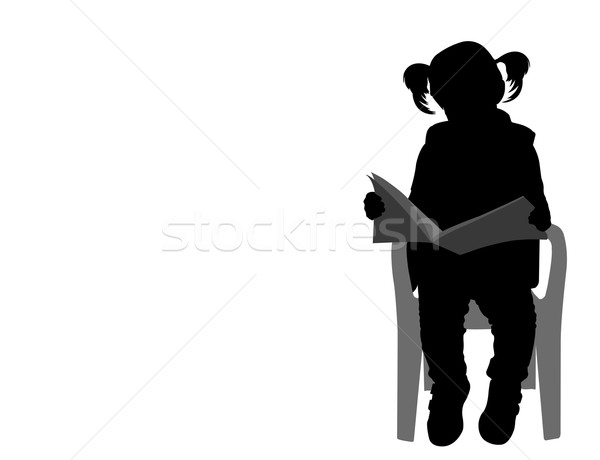 600x460 Little Girl Reading A Book Silhouette Vector Illustration Bojana