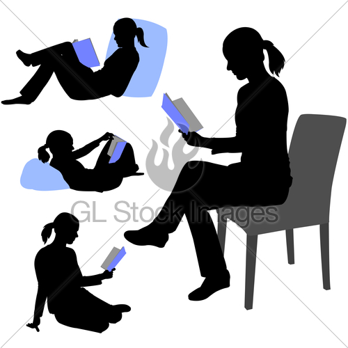 500x500 Woman Reading Book Silhouettes Gl Stock Images