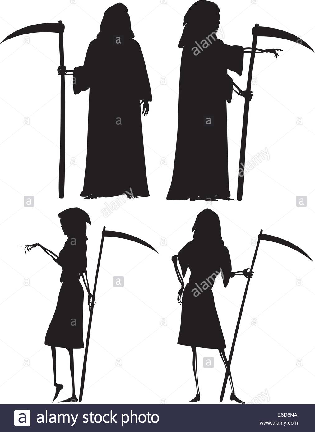 1013x1390 Editable Vector Silhouettes Of Grim Reaper And His Wife