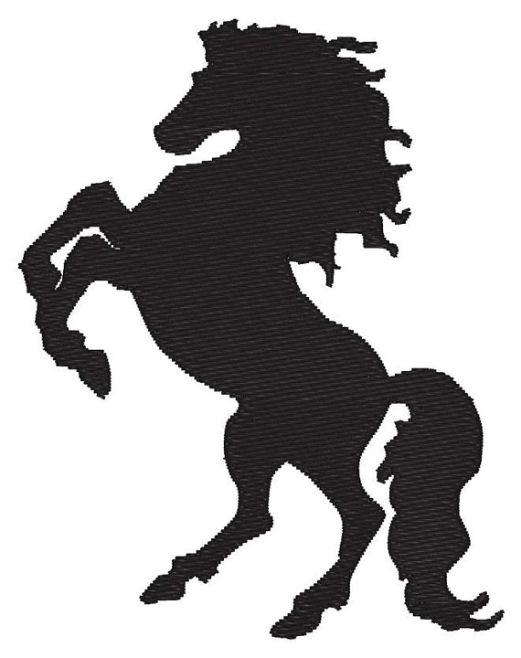 570x720 Horse Rearing Up Silhouette Embroidery Machine Design