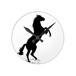 307x307 Rearing Horse Wall Clocks Zazzle