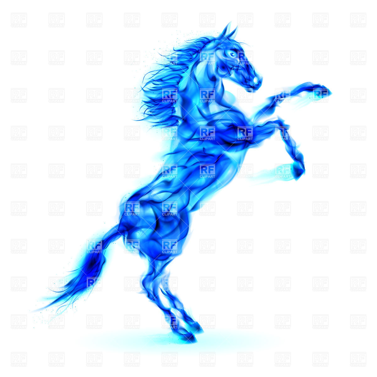 1200x1200 Blue Fire Horse Rearing Up Royalty Free Vector Clip Art Image
