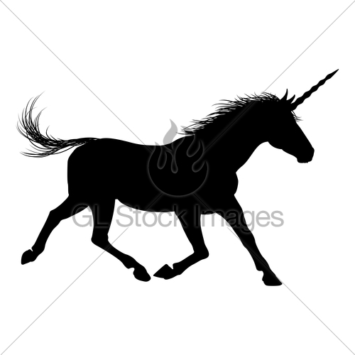 500x500 Unicorn Silhouette Gl Stock Images
