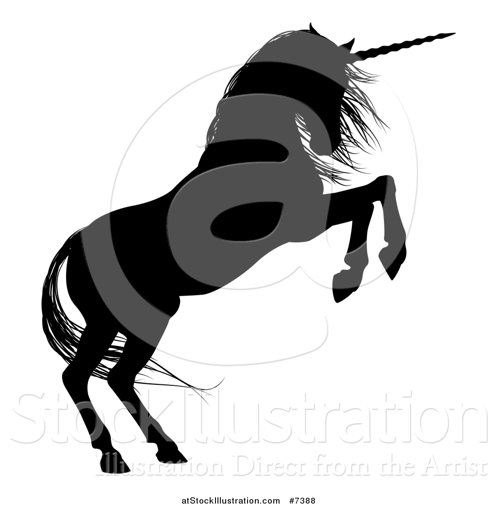 1024x1044 Vector Illustration Of A Black Silhouetted Rearing Unicorn