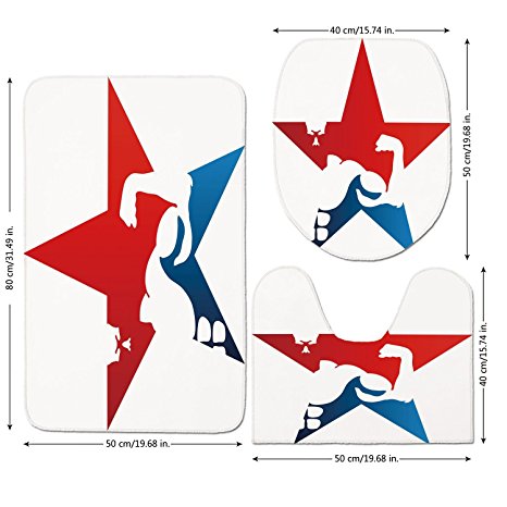 466x466 3 Piece Bathroom Mat Set, Fitness, Athlete Bodybuilder