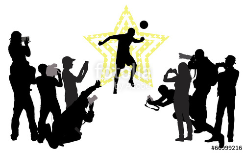 500x312 Group Of People With Camera Near Red Carpet. Vector Silhouettes